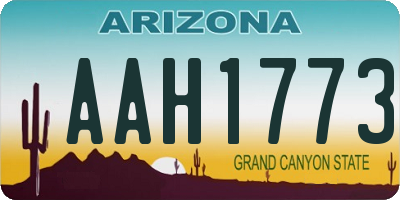 AZ license plate AAH1773