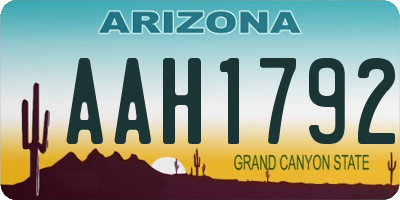 AZ license plate AAH1792