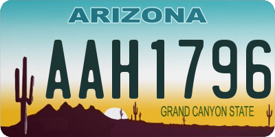 AZ license plate AAH1796