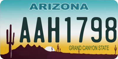 AZ license plate AAH1798