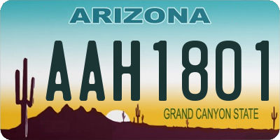AZ license plate AAH1801