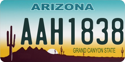 AZ license plate AAH1838