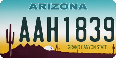 AZ license plate AAH1839