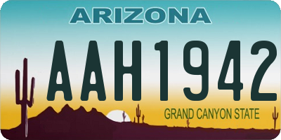 AZ license plate AAH1942