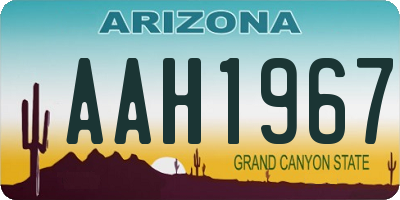 AZ license plate AAH1967