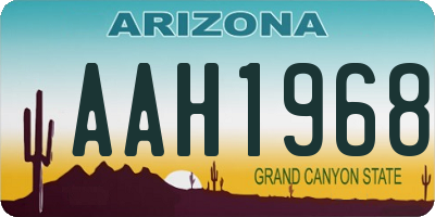 AZ license plate AAH1968