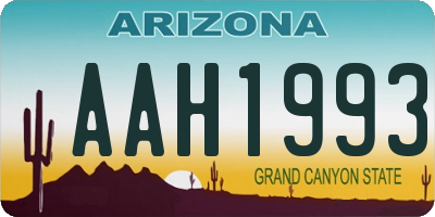 AZ license plate AAH1993