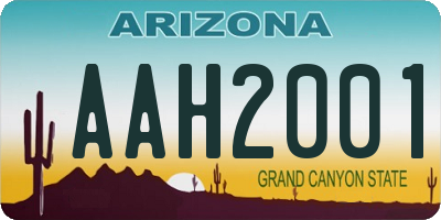 AZ license plate AAH2001