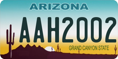AZ license plate AAH2002