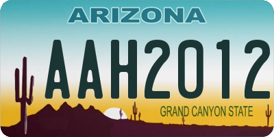 AZ license plate AAH2012