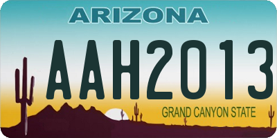 AZ license plate AAH2013