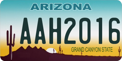 AZ license plate AAH2016