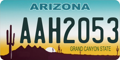 AZ license plate AAH2053