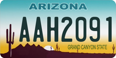 AZ license plate AAH2091