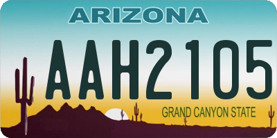 AZ license plate AAH2105