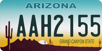 AZ license plate AAH2155