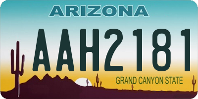 AZ license plate AAH2181
