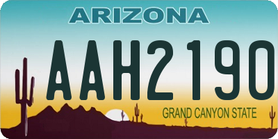 AZ license plate AAH2190