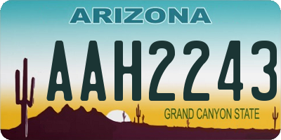 AZ license plate AAH2243