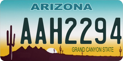 AZ license plate AAH2294