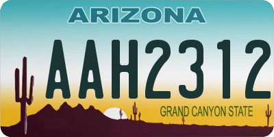 AZ license plate AAH2312