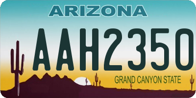 AZ license plate AAH2350