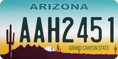 AZ license plate AAH2451
