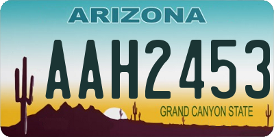 AZ license plate AAH2453