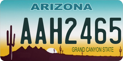 AZ license plate AAH2465