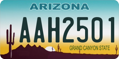 AZ license plate AAH2501