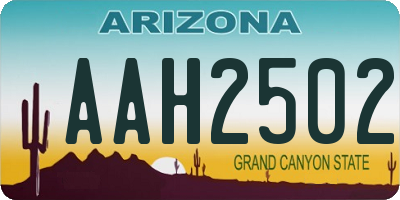 AZ license plate AAH2502