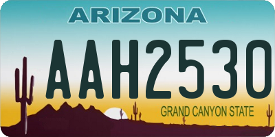 AZ license plate AAH2530