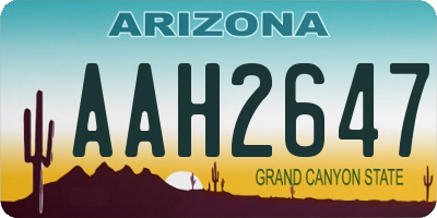AZ license plate AAH2647