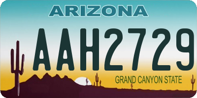 AZ license plate AAH2729