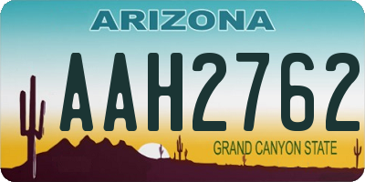 AZ license plate AAH2762