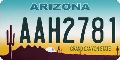 AZ license plate AAH2781