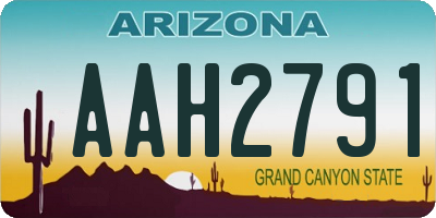 AZ license plate AAH2791