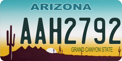 AZ license plate AAH2792