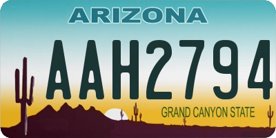 AZ license plate AAH2794