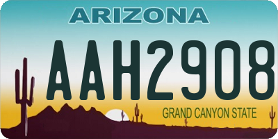 AZ license plate AAH2908