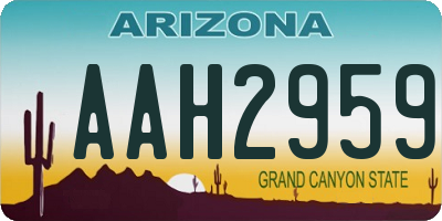 AZ license plate AAH2959