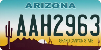 AZ license plate AAH2963