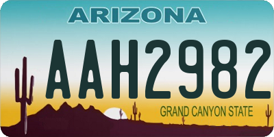 AZ license plate AAH2982