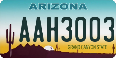 AZ license plate AAH3003