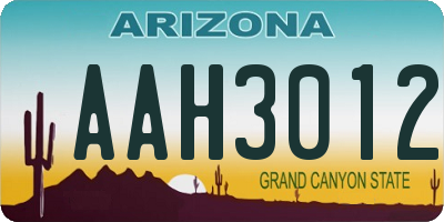 AZ license plate AAH3012