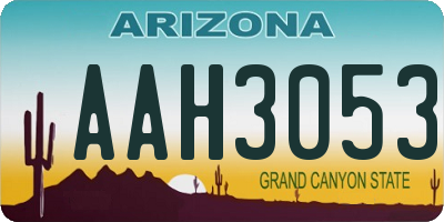 AZ license plate AAH3053