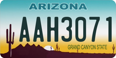 AZ license plate AAH3071