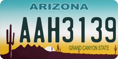 AZ license plate AAH3139