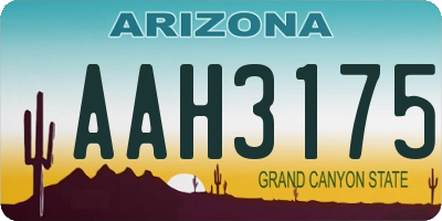 AZ license plate AAH3175