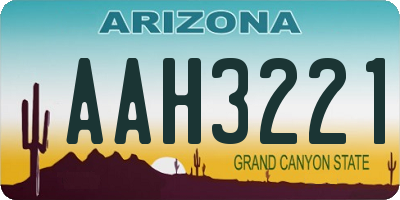 AZ license plate AAH3221